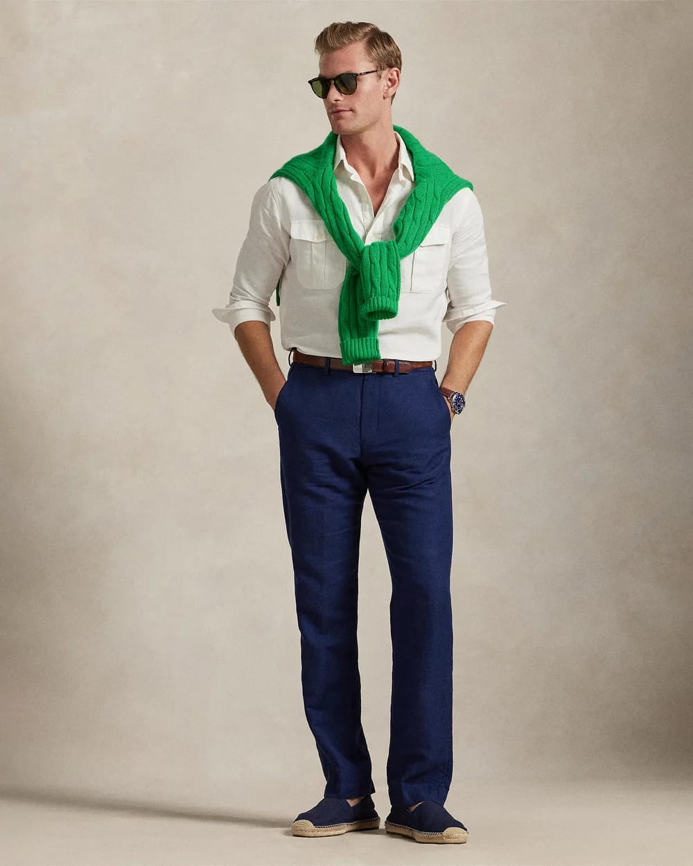 Straight Fit Houndstooth Twill Pants - Image 3